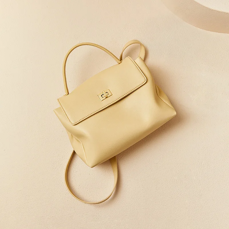 Spring Summer Soft Cow Women Famous Brands Leather Bags Handbags Bag Handheld One Shoulder Women\'s Bag Off White