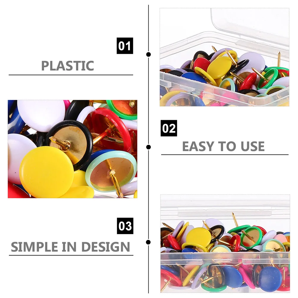 

200 Pcs Outdoor Drawing Colored Pushpins Round Head Map Decorative Plastic Office
