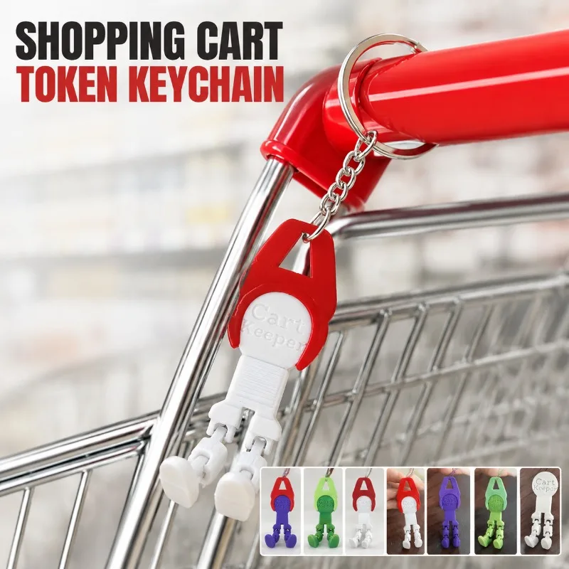 Stainless Steel Shopping Trolley Token Keychain Reusable Cart Release Pendant for Supermarket Portable Hanging Charm Helping