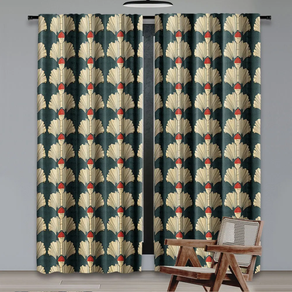 2Pcs Floral Curtains Art Nouveau Style Romantic Flowers Nature Design For Bedroom Bathroom Living Room Dining Room Kitchen Study