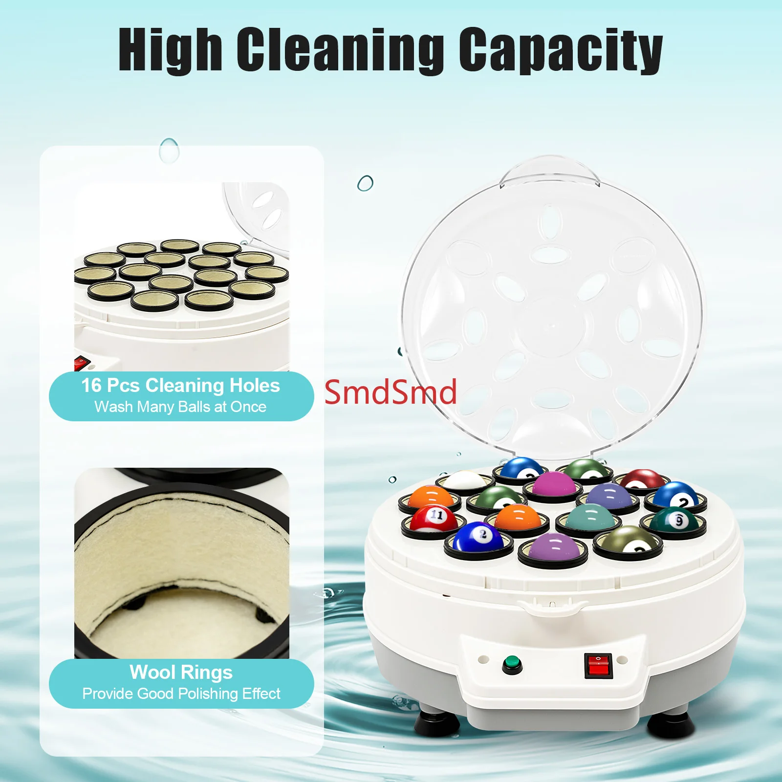 16 Balls Automatic Billiard Ball Cleaner 1000RPM 180W Electric Pool Balls Table Balls Cleaning Machine