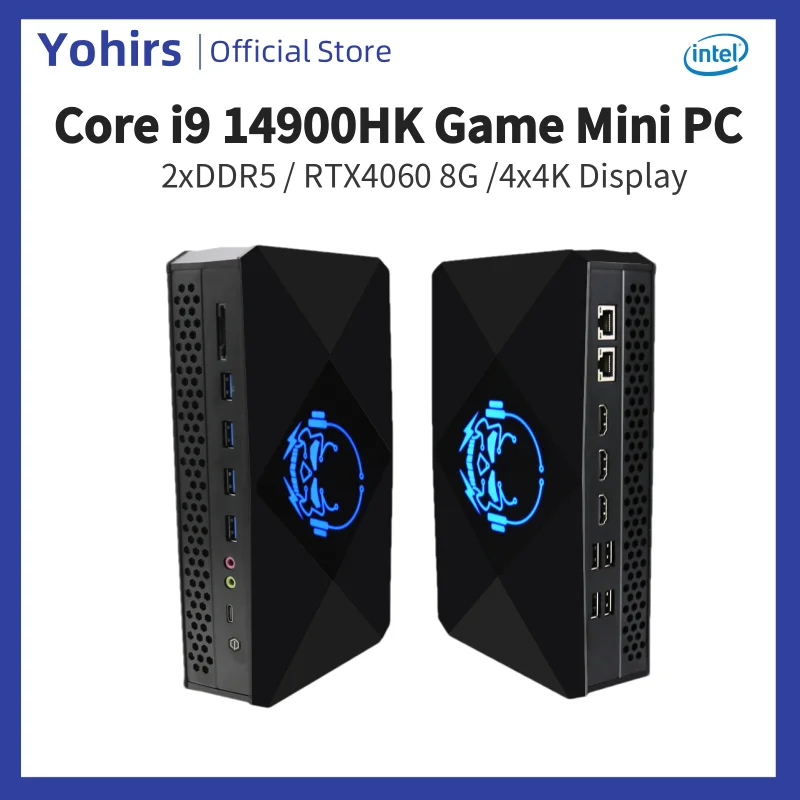 14th Intel Core i9 12900HX 14900HX 12650HX Gaming Mini PC NVIDIA GeForce RTX 4060 8G GDDR6 2xDDR5 NVME 3xHDMI2.0 USB-C Windows11
