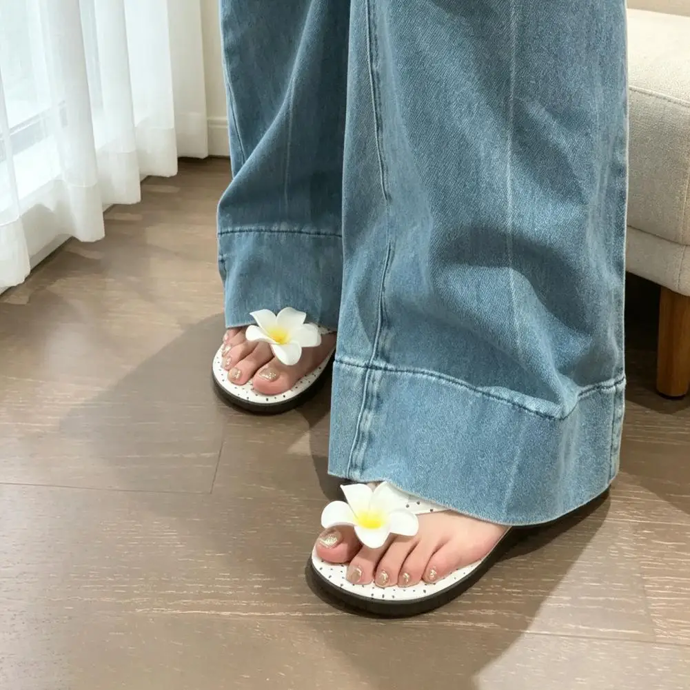Women Stylish Floral Flip Flops Polka Dot Summer Sandals for Beach Party Pool Side Shower Spa Vacation Essential Shoes