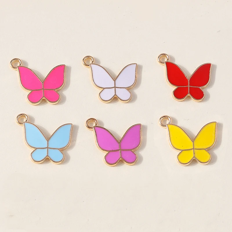 10 stücke niedlichen Mini bunte Schmetterling Charms für Tropfen Ohrringe Armband Halskette Anhänger DIY handgemachte Schmuck Herstellung Zubehör