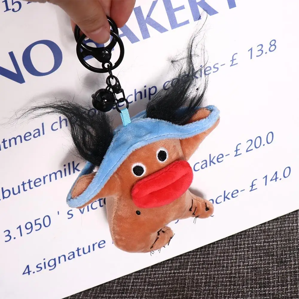 Breloczek z pluszową szarlotką z bawełny PP, puszysta maskotka z dużymi oczami, brelok do kluczy, nowatorski, brzydki breloczek, unisex