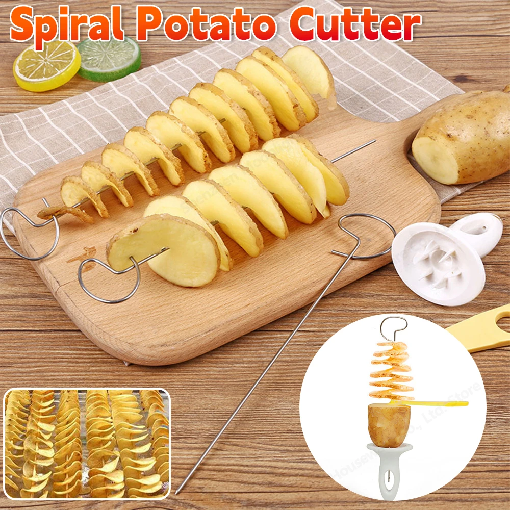 Protable Potato Set BBQ Skewers For Camping Chips Maker potato slicer Potato Spiral Cutter Barbecue Tools Kitchen Accessories