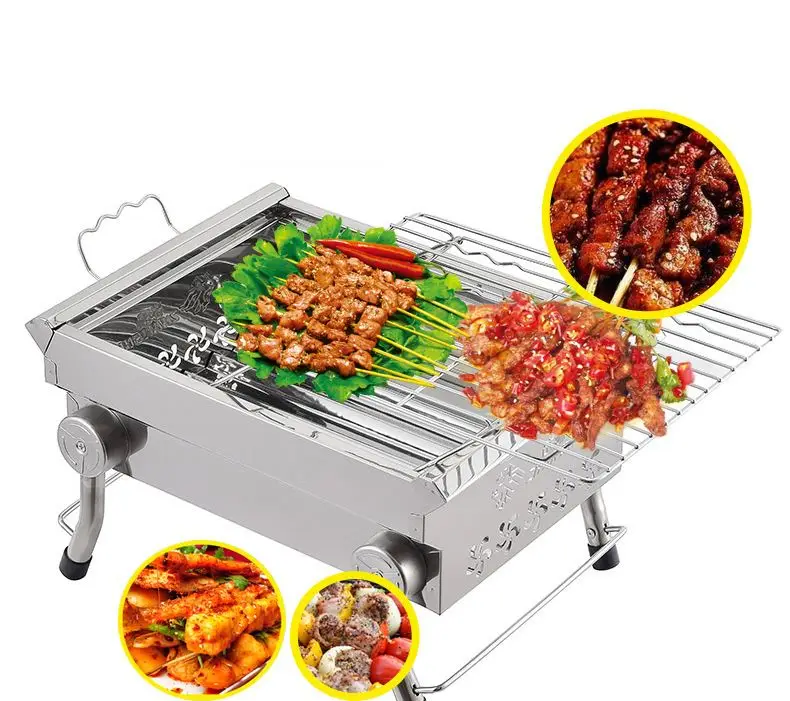 Outdoor Home Barbecue Grill Mini Portable Tabletop Stainless Steel Camping Charcoal Bbq Grill