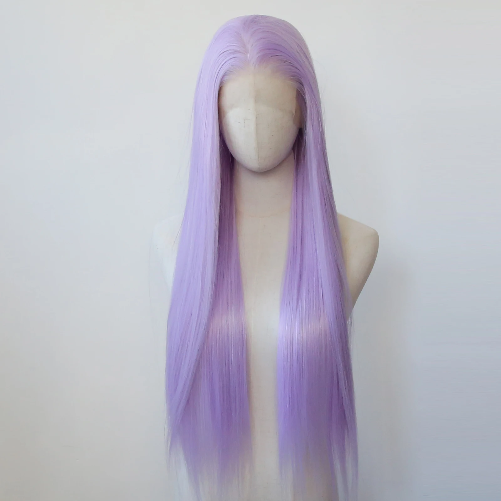 Light Purple Synthetic Lace Front Wig Long Straight Lavender Purple Synthetic Wig Pre Plucked Heat Resistant Hair Wig