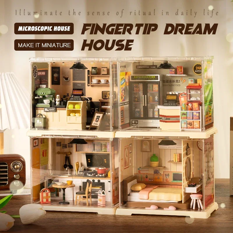 

Миниатюрная 3D модель-головоломка для спальни, серия Super Store, счастливые блюда, кухня, пластик, сделай сам, миниатюрный дом, комплект, строительные блоки, наборы