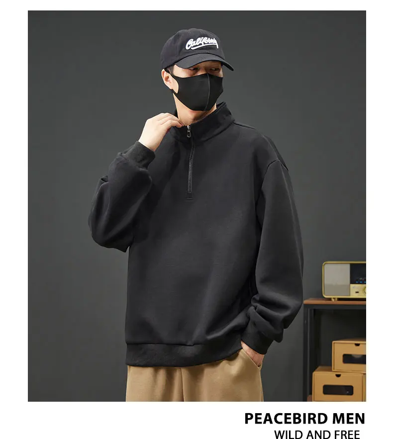 2026 Spring New Men's Large Size Sweatshirt Half Zip Designer Pullover Male Turtleneck Long Sleeve Big Plus 8XL Loose Sport Top