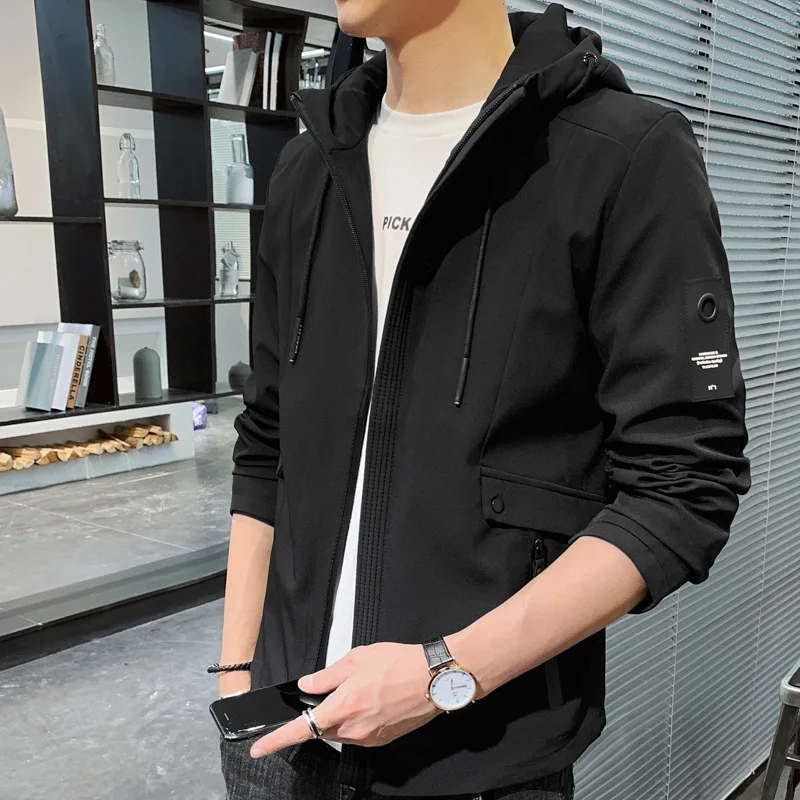 Men's Autumn And Winter Casual Fashion Jacket Men's Korean Version Trendy Brand Hooded Jacket Large Men's Clothing Outwear