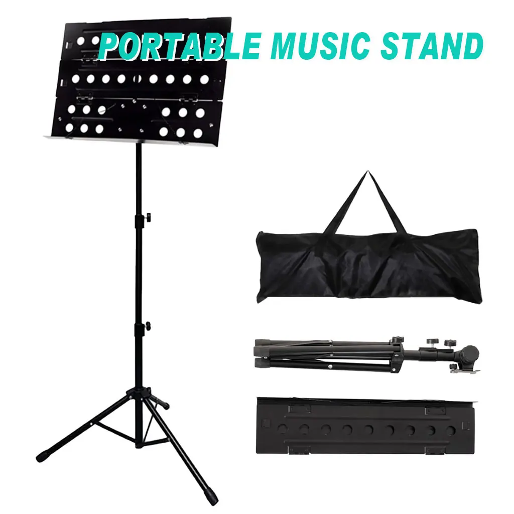 

Портативная складная подставка для нот - регулируемая высота 31-57 дюймов, легкая и устойчивая, с сумкой для переноски, для гитары, скрипки, хора и других инструментов