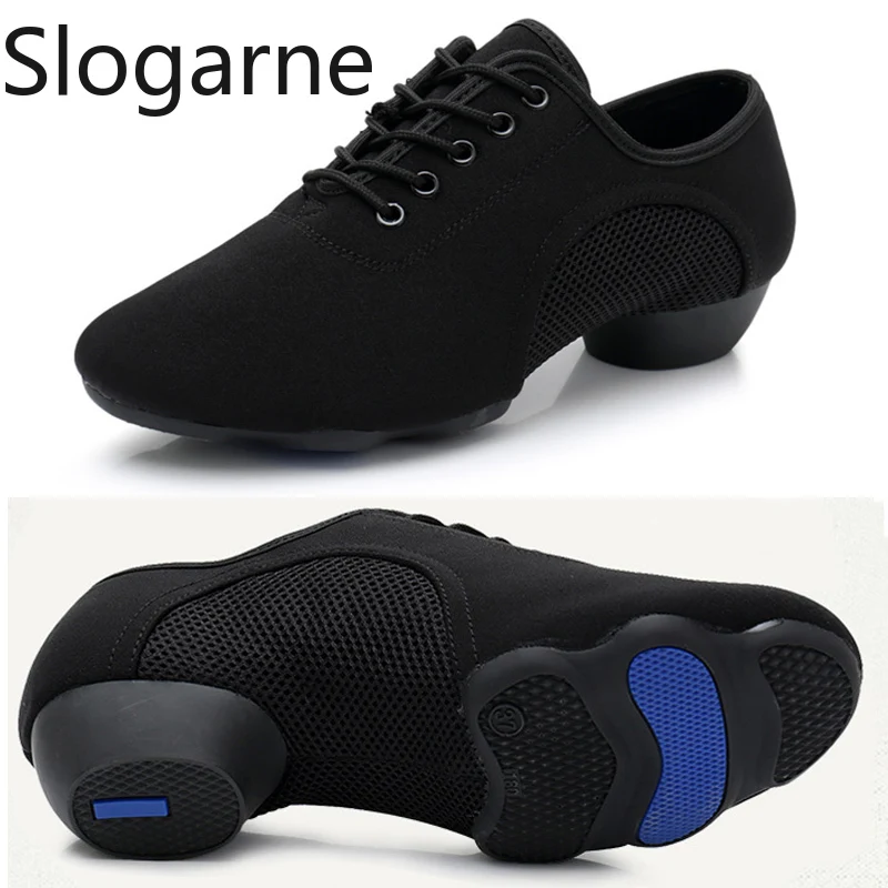 Crianças novos sapatos de dança salsa das mulheres dos homens preto profissional salão tango professor latino esportes sapatos de dança lona jazz tênis