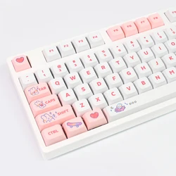 129 Keys/Set PBT Cute Steam Rabbit Pink Keycaps for Mechanical Gaming Keyboard Custom MX Switche SYE-SUB XDA Profile Key Cap