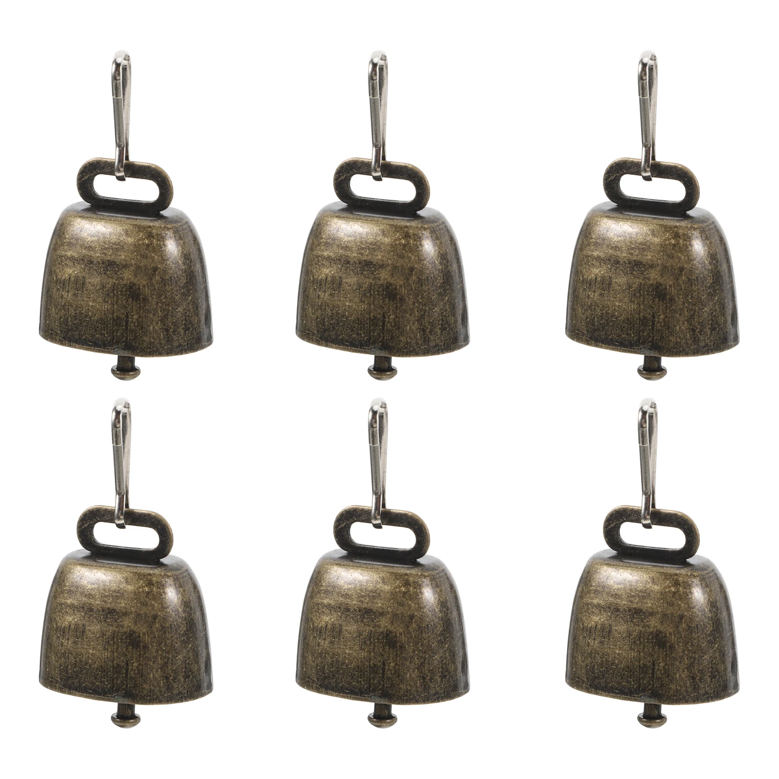 

6 Pcs Iron Cow Bell Vintage Bear Bells for Dogs Cheering Hand Call Olive Green Cowbells Bulk DIY Jewelry Pet Anti Theft Collar