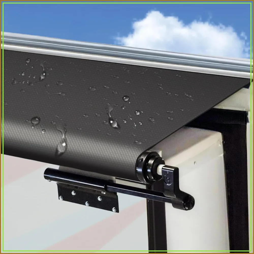 

Heavy Duty Waterproof RV Slide Out Awning Fabric Replacement, 18.5oz UV Resistant Vinyl, Black 200"