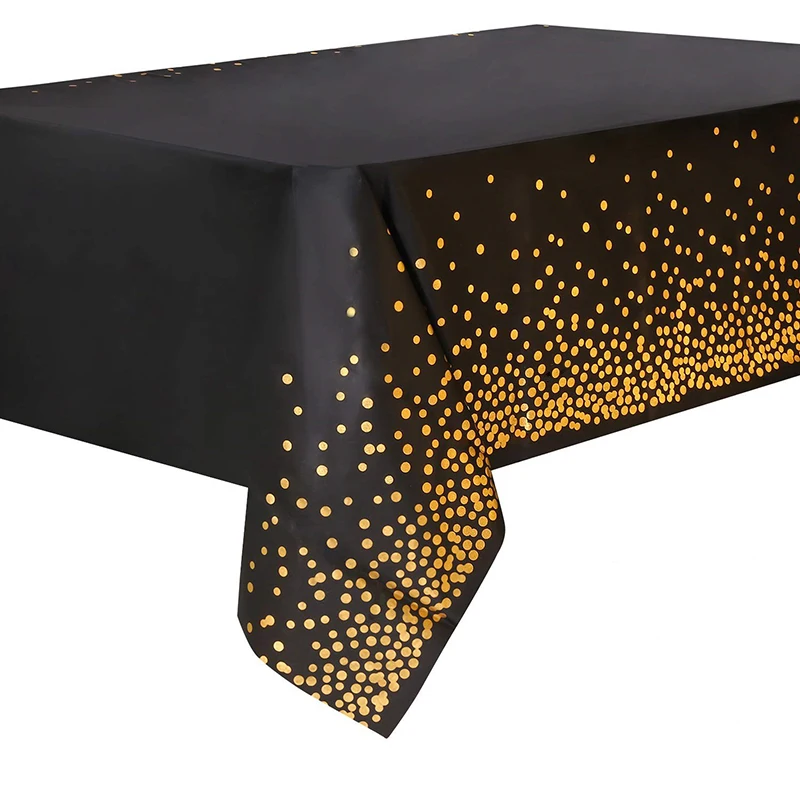 Tablecloth Decoration Supplies Bronzing Black Dots Disposable Table Cover Birthday Wedding Golden Gold Silver Banquet Tablecloth