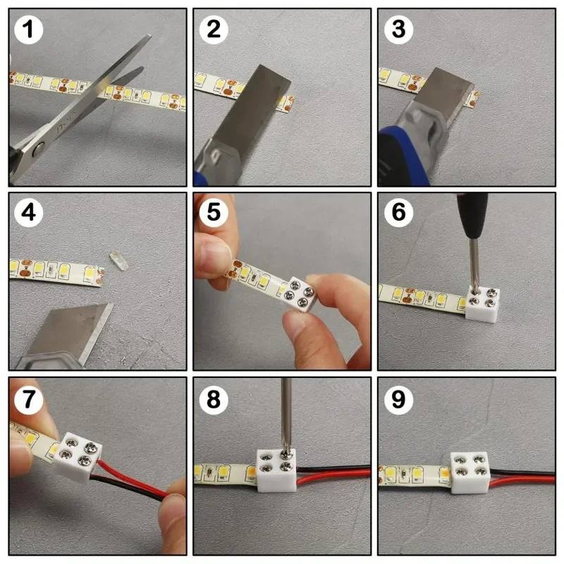 10 Stück LED-Streifen-Befestigungsclips Ohne Schweißen 8mm Anschlussklemme Universeller Bandverbinder Lichterketten-Schnellverbinder – Detail 13