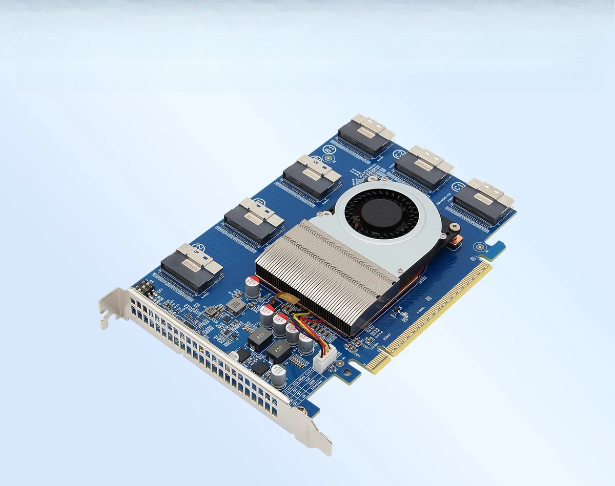 PCIE4.0 split-free drive-free 6-10 8654 interfaces, plx88096 expansion card