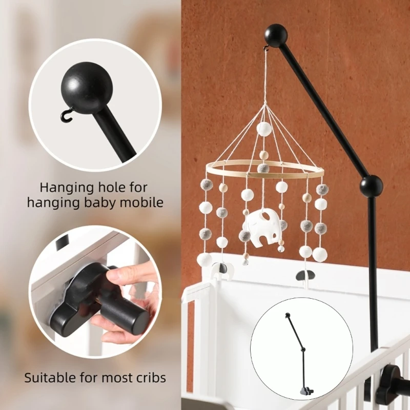 QX2D Natural Baby Crib Mobile Holder With Cloud Design For Visual Stimulation Easy Assembly Baby Bed Bracket