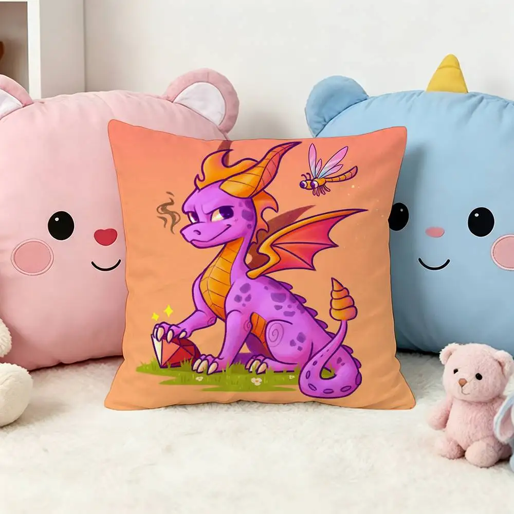 C-Cute S-Spyro S-Sparx Square Double-Sided Printed Pillow Case Sofa Cushion Cover Bedroom Bedside Decor
