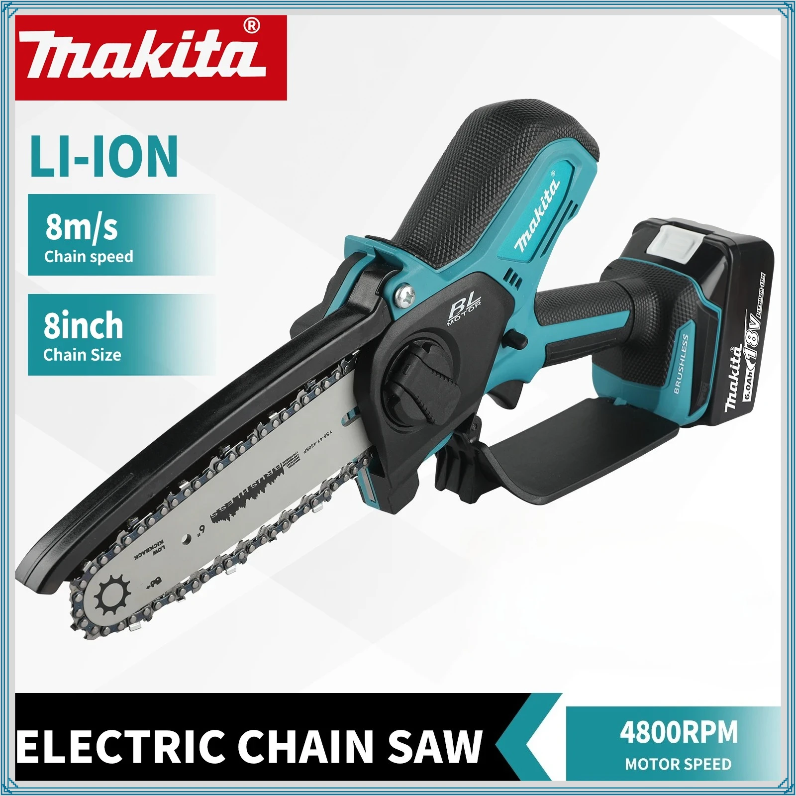 

Makita Chain Saw Electric Saw Handheld Portable Wood Logging Chainsaw Garden Pruning Wood Power 6INCH Tool