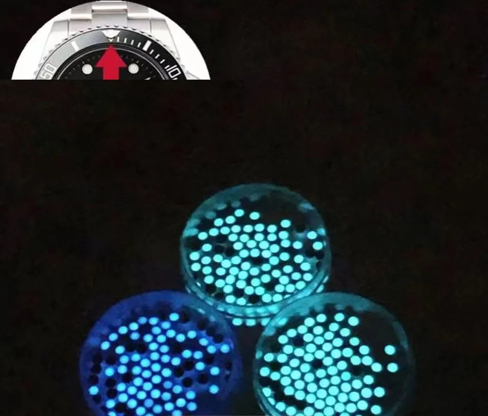 

Watch accessories suitable for black green blue water ghost luminous spot ceramic ring luminous beads watch outer ring luminous