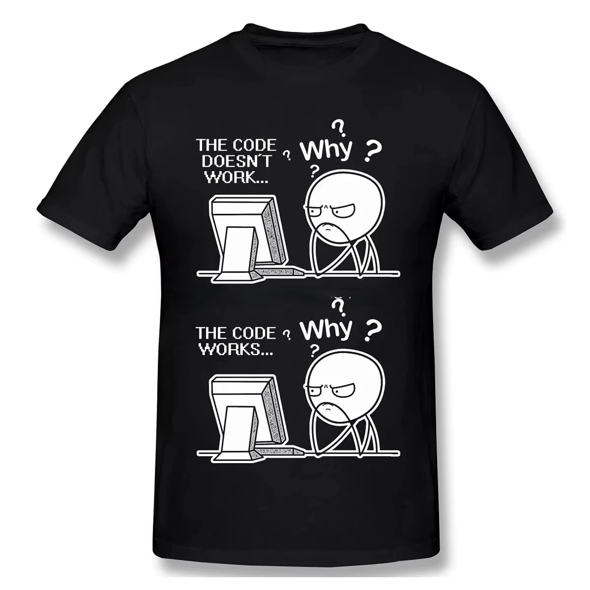 Creative Funny Programmer Code Works Why Meme Print T-Shirt Camiseta Hombre Linux Operating System Fashion Streetwear for Gift