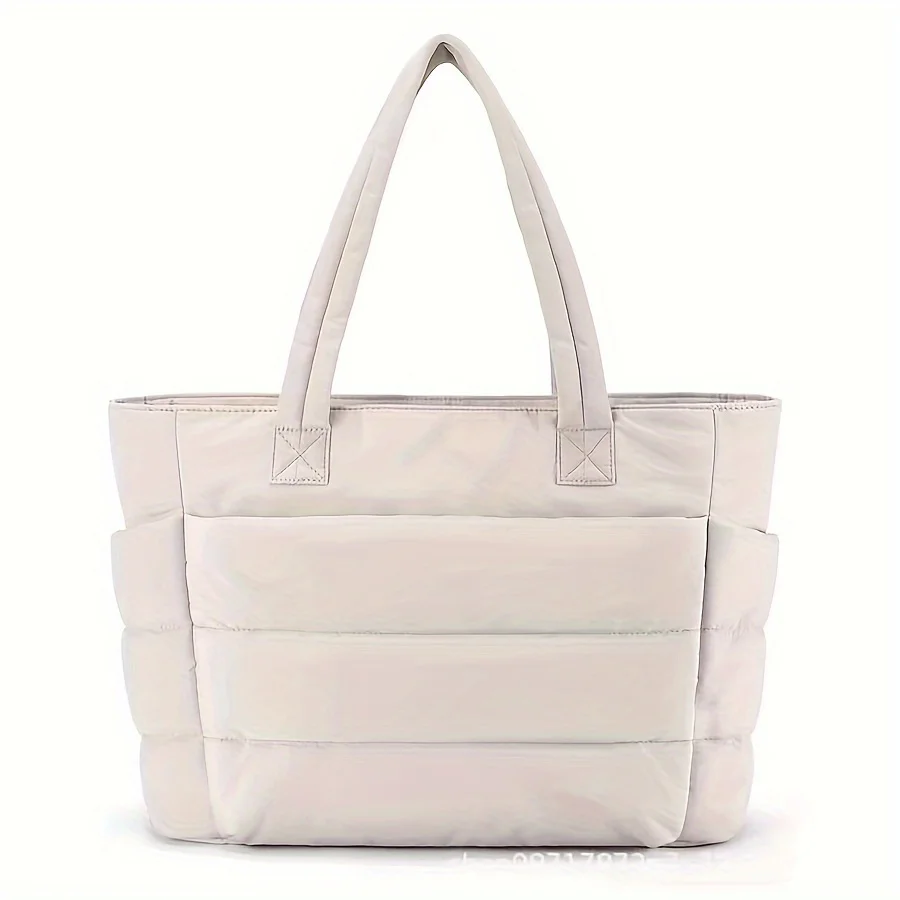 حقيبة حمل مبطنة ذات سعة كبيرة وخفيفة الوزن للنساء - قماش متين مع سحاب للإغلاق، حقيبة سفر واسعة للعمل على الشاطئ في صالة الألعاب الرياضية