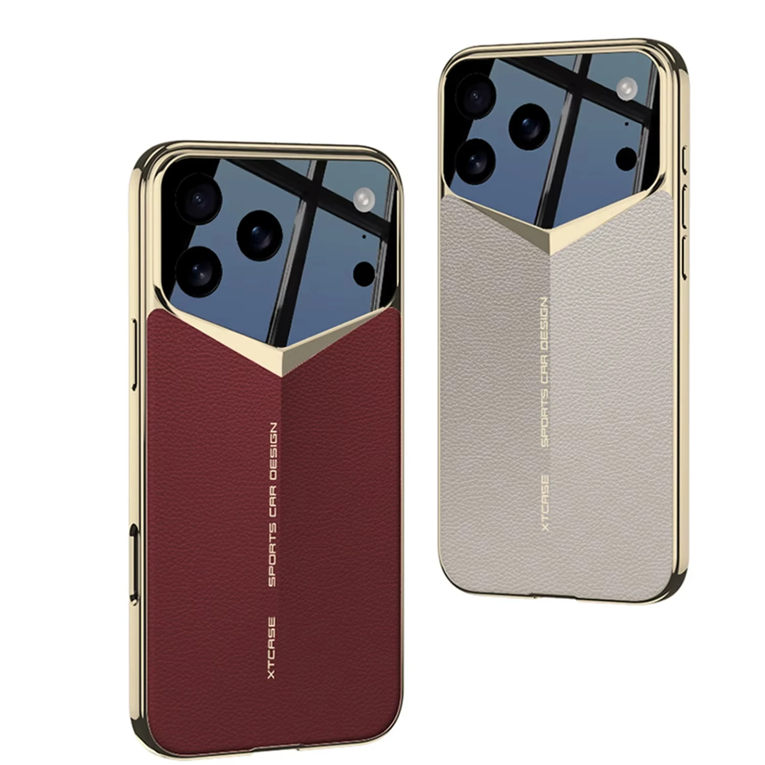 

Luxury Plating Painted Leather Case For Iphone 17 Pro Max Shockproof Armor Blade Style Slim Cover For IPhone 17 Pro Max Case