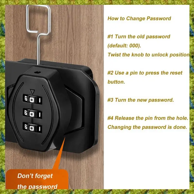 1 PCS Cabinet Lock Keyless Metal 4Inch 3-Digit Password Combination Code Hasp Latch Lock Twist Knob Wooden Drawer Cupboard