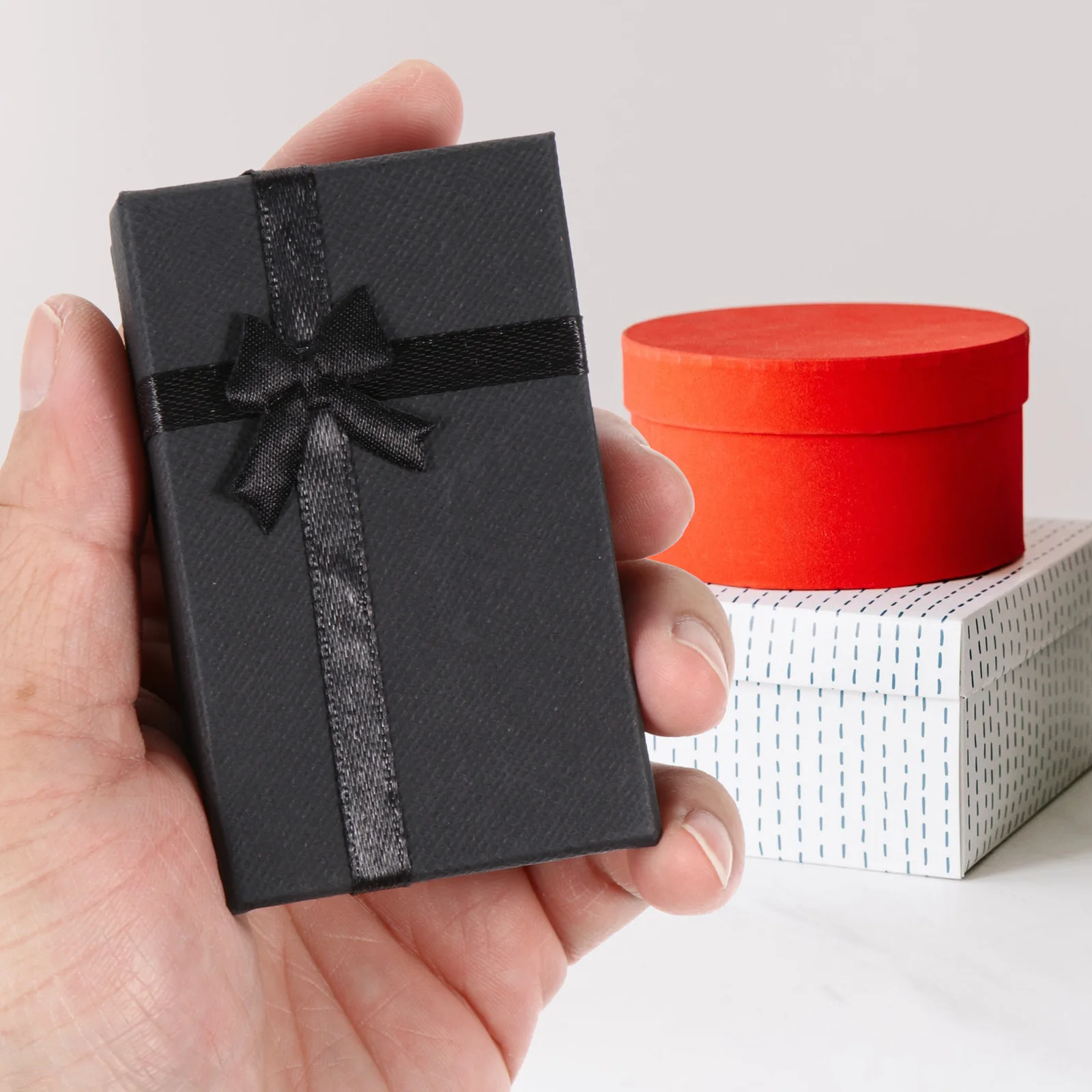 

6 Pcs Cardboard Bow Jewelry Box Bridesmaid Christmas Gift Boxes Wedding Paper Jam