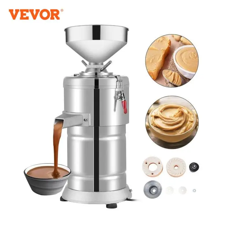 VEVOR 15Kg/H Peanut Butter Maker 1100W Electric Commercial Walnuts Nuts Stuff Grinding Miller Home Almond Sesame Pulping Machine