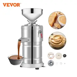 VEVOR 전기 상업용 땅콩 버터 메이커, 15 kg/h, 1100W, 견과류 재료, 그라인딩 밀러, 가정용 아몬드 참깨 펄핑 기계