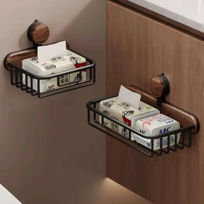 

1pcs Space Aluminum Toilet Paper Holder Multi-Functional Punch-Free Bathroom Dual Compartment Organizer
