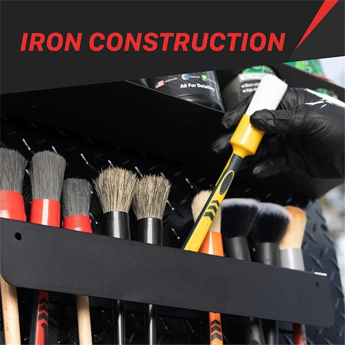

A83Z Держатель для щетки для детализации автомобиля, 10-отверстие, настенный металлический стеллаж для хранения щетки, органайзер для гаражной мастерской, дома
