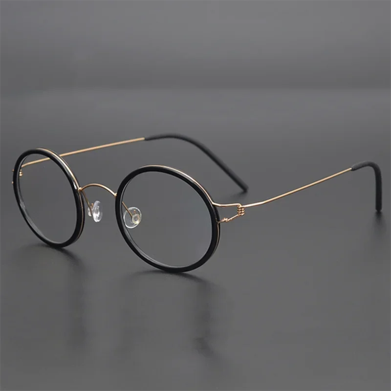 Denmark Brand Ultra-Light Prescription Round Glasses For Men Myopia Alloy Frame Handmade NO Screw Women Reading Gafas Spectacles