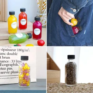 Küçük şişelerdeki sıvılar için kapaklı küçük şeffaf cam şişeler, kısa üst, Mini şişeler, demleme için meyve suyu bardağı mini viski şişelerinin en büyük satışlarından 12'si - cam - №10