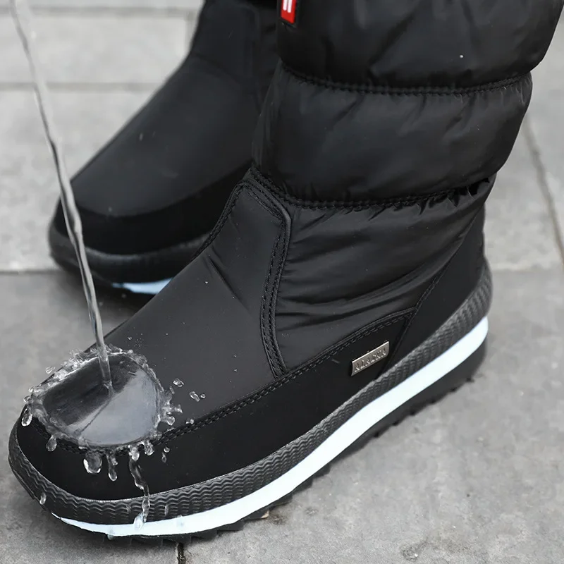 Botas de neve com plataforma para mulheres, pelúcia grossa, impermeável, sapatos antiderrapantes, botas de pele quente, moda inverno