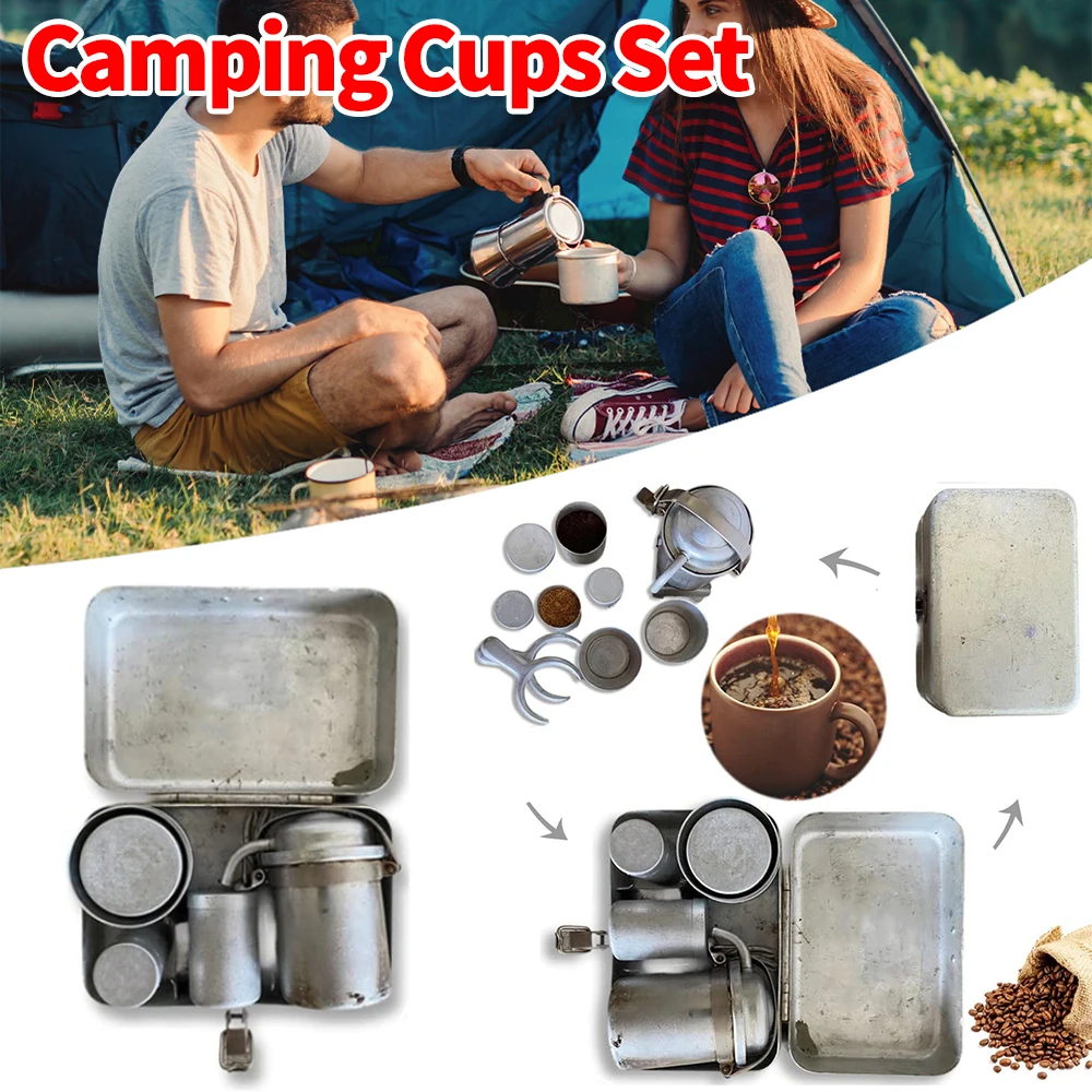 

Pour Over Coffee Kit Reusable Camp Coffee Mugs Stainless Steel Collectible Ornament for Camping Trips Travel Ceremony Kitchen