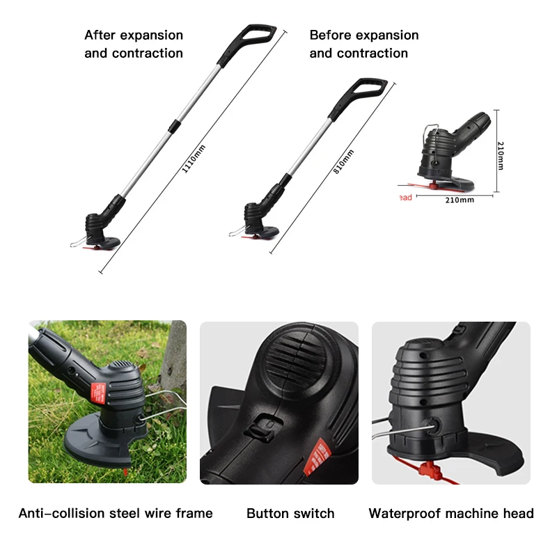 Portable Electric Garden Grass Trimmer Practical Lawn Mower Cropper Field Grass Weed Cutter Home Gardening Mowing Tools Kits