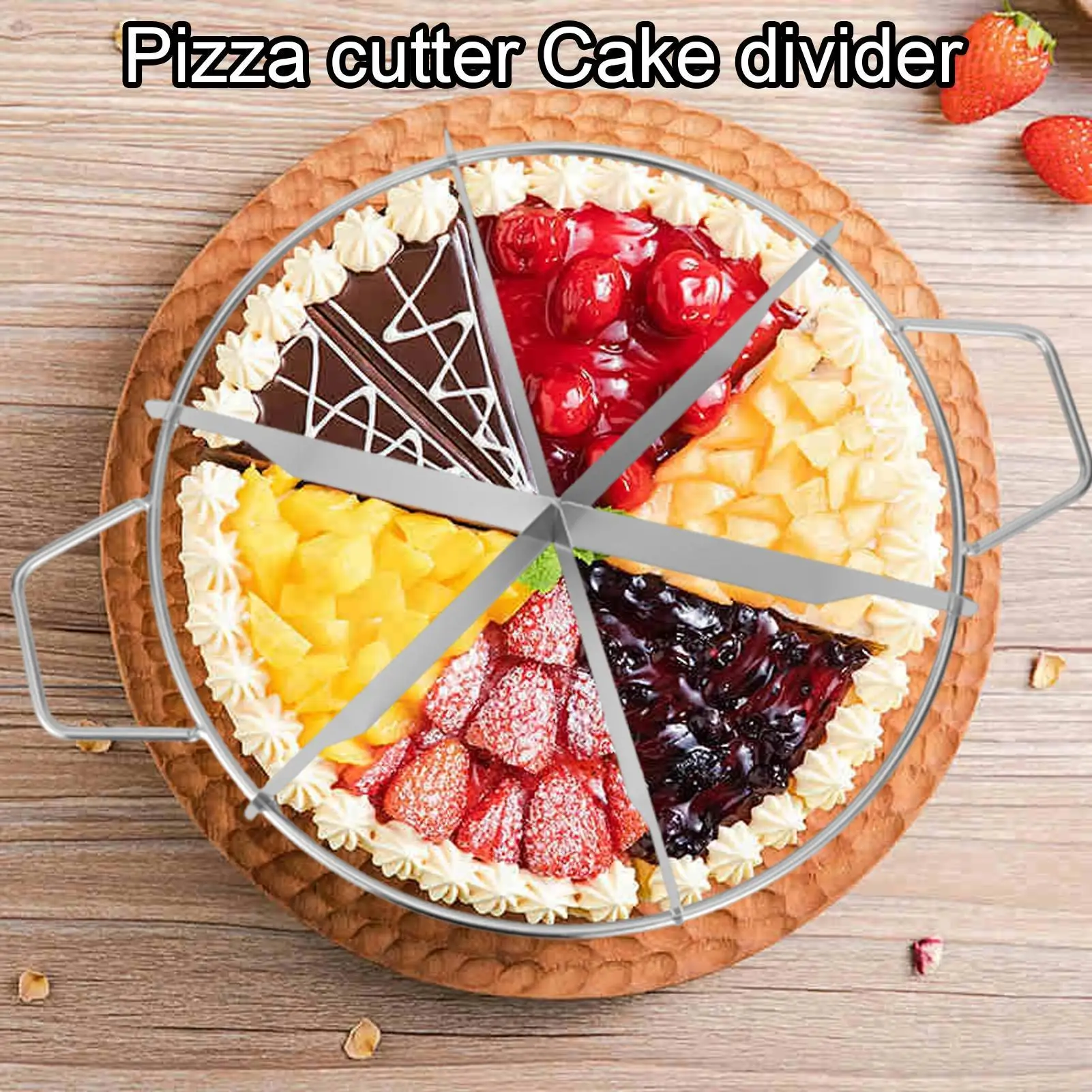 

Stainless Steel Cake Divider Pie Cake Cutter Equal Portion Marker Round Bread Divider Pastry Cheese Pizza Cutting Press Tool ﻿