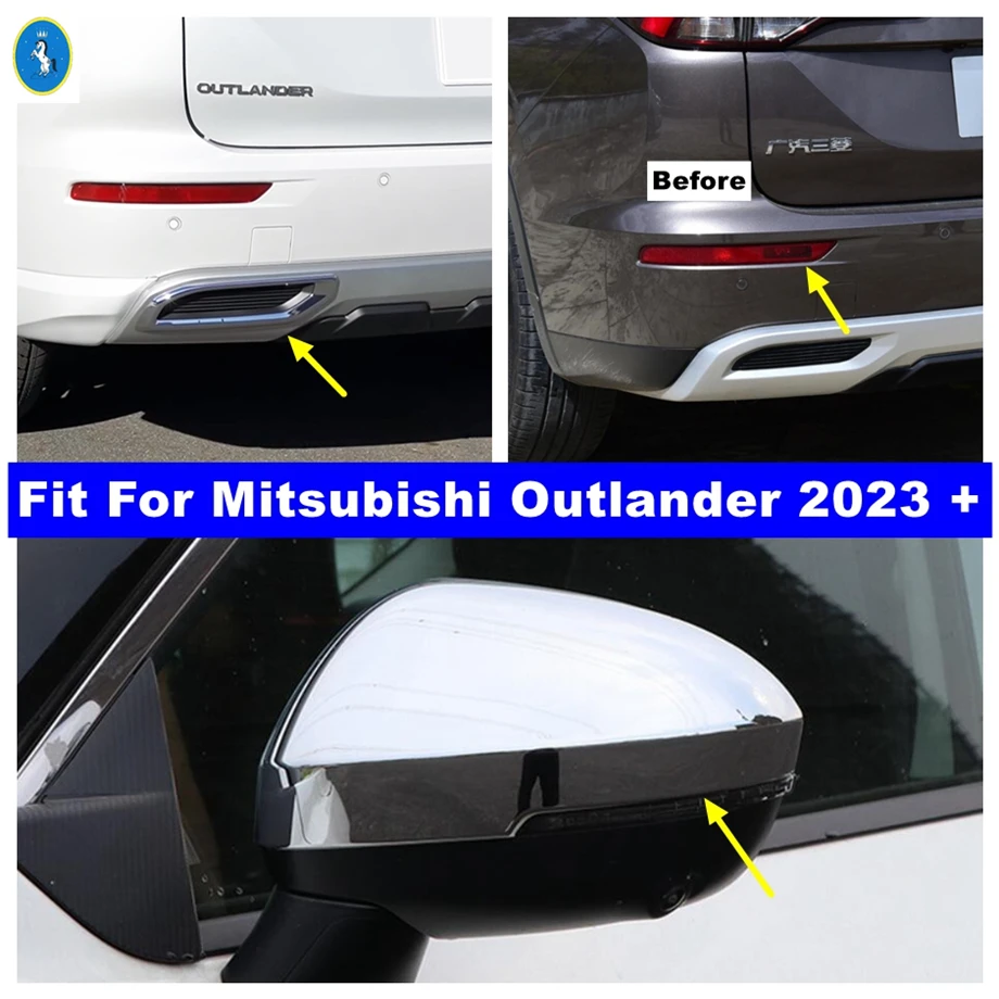 Car Door Rearview Mirror / Rear Fog Lights Lamps Bumper Panel Cover Trim Kit For Mitsubishi Outlander 2023 Exterior Accessories