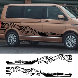 2PCS Car Body Side Mountain Graphic Stickers Accessories For Volkswagen VW Caravelle Multivan California Transporter T3 T4 T5 T6