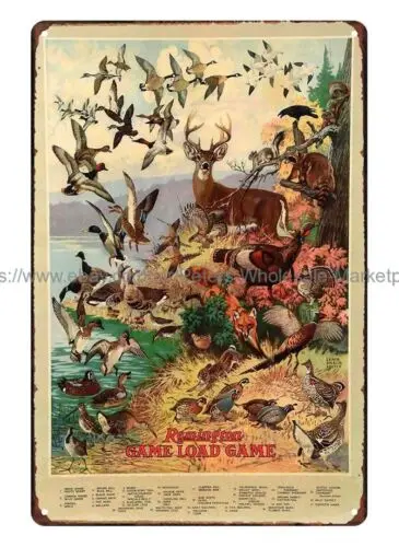 Remington hunting deer duck Load Game by Lynn Bogue Hunt 1923 metal tin sign