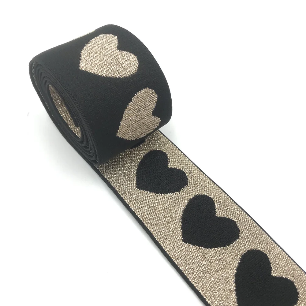 2 mt/los 27/40mm Herz Stern Leopard Glitter Silber Elastische Bands Jacquard Elastische Band Für Bekleidungs Hosen DIY Nähen Zubehör – Detail 9