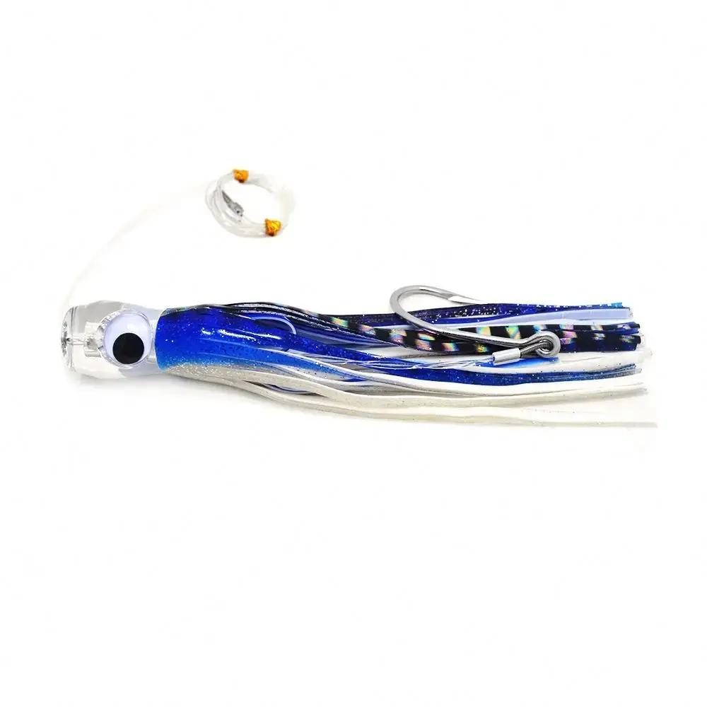 Pusher Head Trolling Fishing Lures Rigged Skirted Big Game Marlin Tuna With 100Lb Wire Leader Big Game Trolling Lures