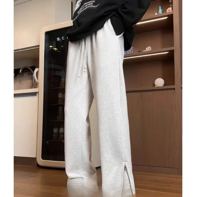Men's American Style High Street Sweatpants Micro Flared Loose Fit Straight Leg Spring Autumn Hanging Sports