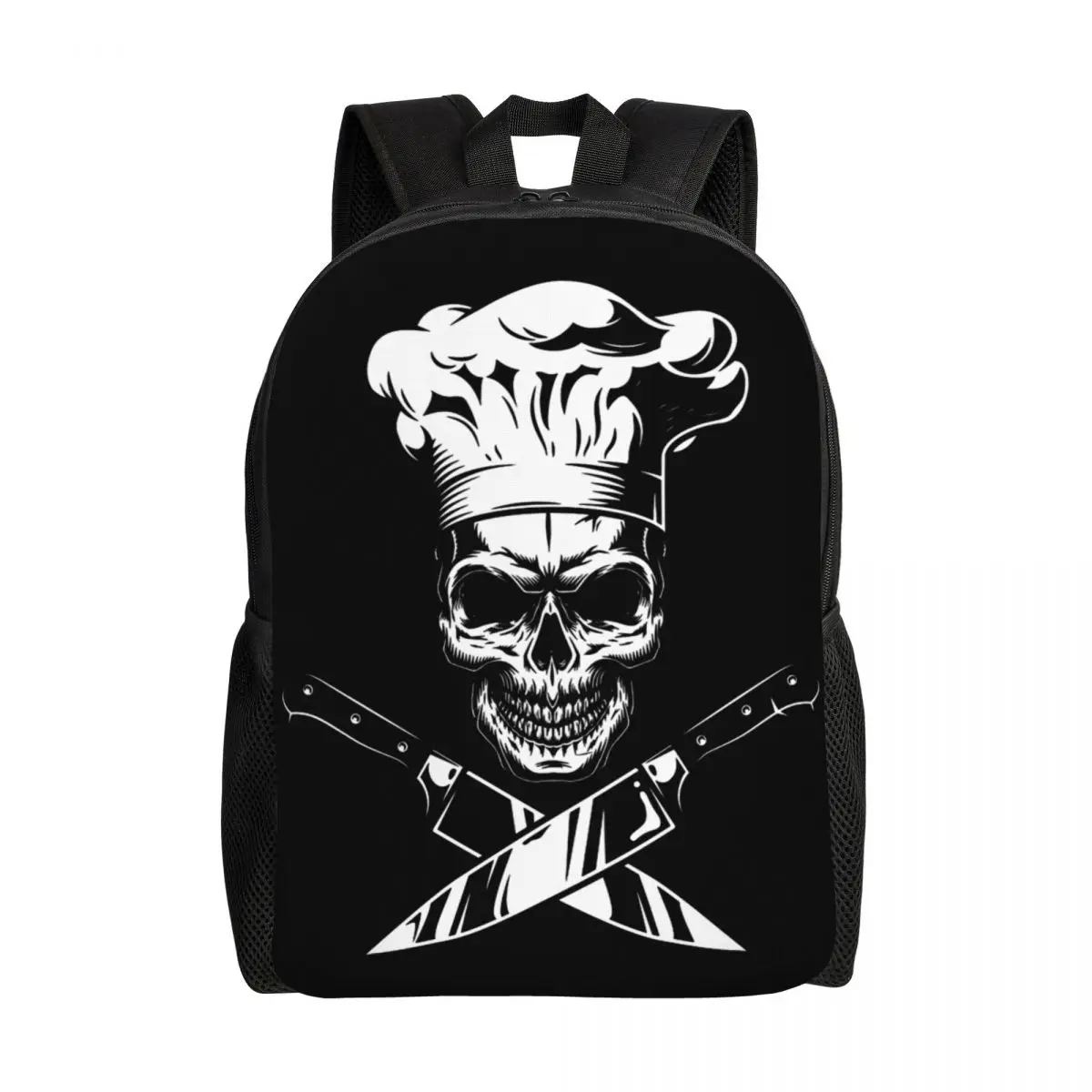 Chef Cooking Pirate Skull Cross Knife Laptop Backpack Men Women Basic Bookbag for College School Student Bags