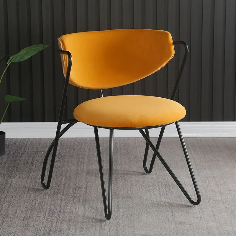 

Industrial Iron Dining Chair Nordic Luxury Wide Soft Backrest Cafe Home Office Accent Chairs for Living Room Furniture